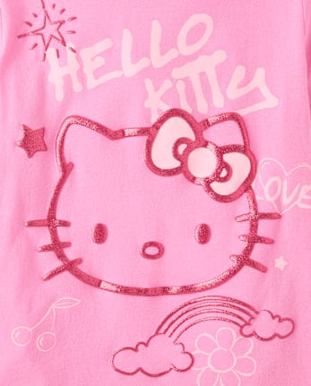 Girls Hello Kitty® Glitter Puff Print Doodle Graphic Tee
