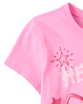 Girls Hello Kitty® Glitter Puff Print Doodle Graphic Tee