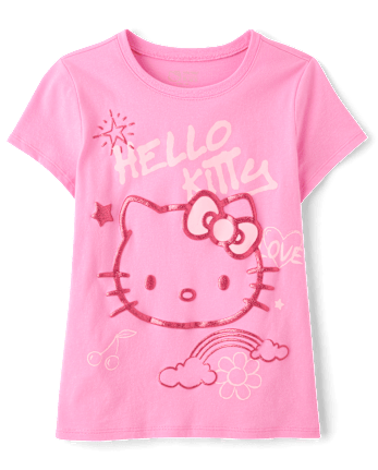 Girls Hello Kitty® Glitter Puff Print Doodle Graphic Tee