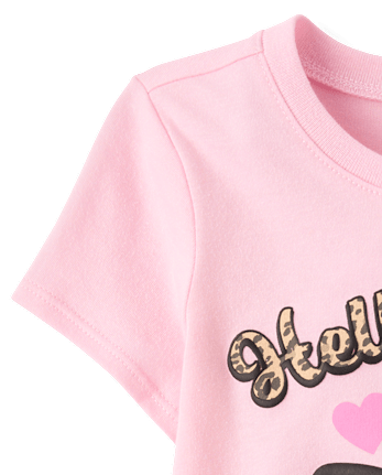 T-shirt Hello Kitty® à imprimé léopard et pompon pour petites filles
