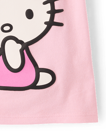 T-shirt Hello Kitty® à imprimé léopard et pompon pour petites filles