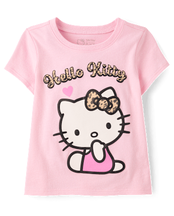 T-shirt Hello Kitty® à imprimé léopard et pompon pour petites filles