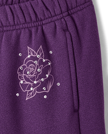 Girls Studded Premium Fleece Wide Leg Sweatpants
