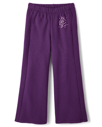 Girls Studded Premium Fleece Wide Leg Sweatpants