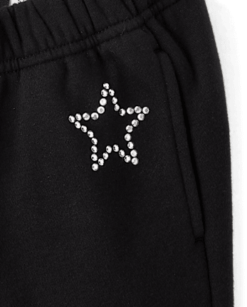 Girls Embellished Premium Fleece Wide Leg Sweatpants