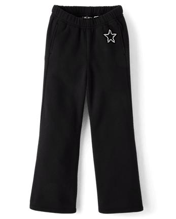 Girls Embellished Premium Fleece Wide Leg Sweatpants