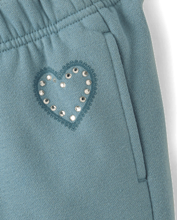 Girls Embellished Premium Fleece Wide Leg Sweatpants