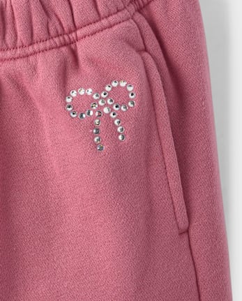 Girls Embellished Premium Fleece Wide Leg Sweatpants