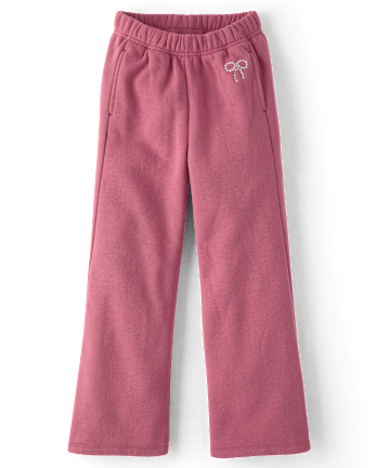 Girls Embellished Premium Fleece Wide Leg Sweatpants
