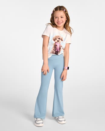 Girls Quick Dry V-Waist Flare Leggings - STORMWATER