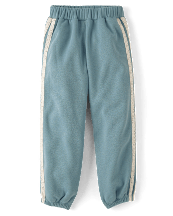 Girls Lace Side Stripe Premium Fleece Baggy Jogger Pants