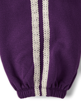Girls Lace Side Stripe Premium Fleece Jogger Pants