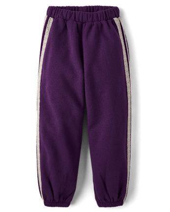 Girls Lace Side Stripe Premium Fleece Jogger Pants