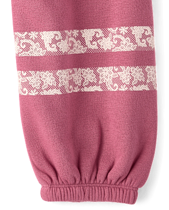 Girls Faux Lace Premium Fleece Baggy Jogger Pants