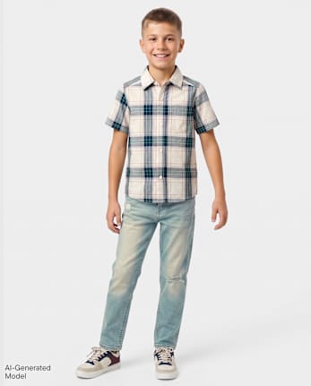 Boys Ripped Straight Jeans - SID WASH