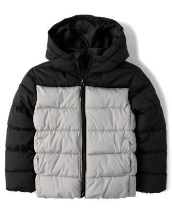 Boys Colorblock Hooded Puffer Jacket