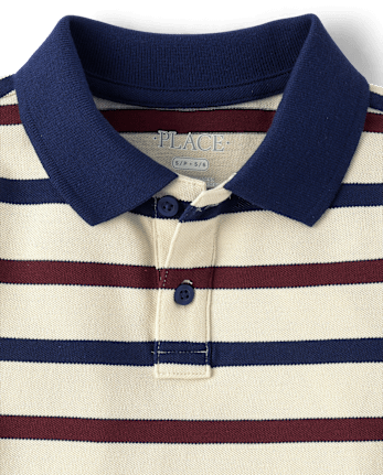 Boys Striped Soft Pique Polo