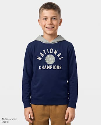 Boys Varsity Hooded Top - THUNDER BLUE