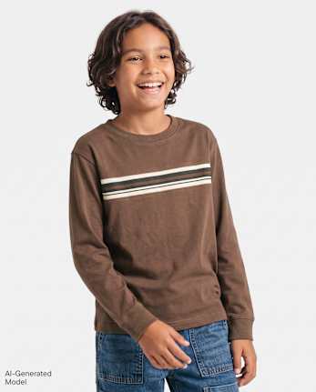 Boys Striped Sueded Top - MOOSE TRAIL