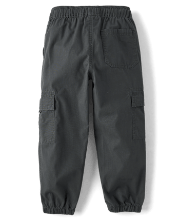 Boys Poplin Pull On Cargo Jogger Pants