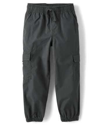 Boys Poplin Pull On Cargo Jogger Pants