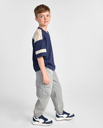 Boys Poplin Pull On Cargo Jogger Pants