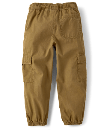 Boys Poplin Pull On Cargo Jogger Pants