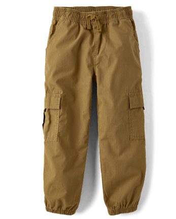 Boys Poplin Pull On Cargo Jogger Pants