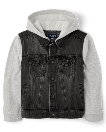 Boys Fleece And Denim Hooded Jacket