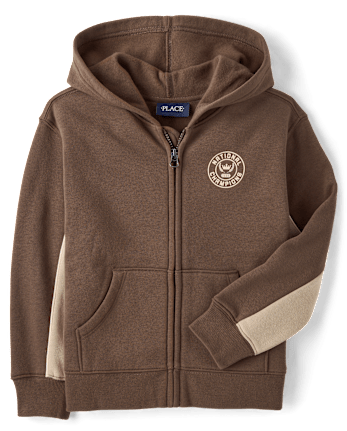 Boys Contrast Varsity Premium Fleece Zip Up Hoodie