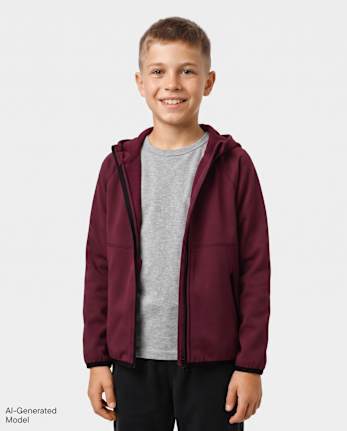 Sweat à capuche zippé Cozy Tech pour garçon - DEEP WINE