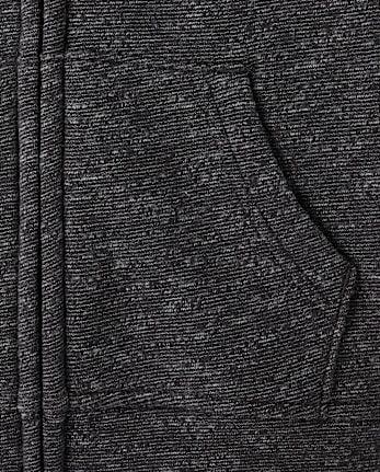 Boys Marled Fleece Sherpa-Lined Zip Up Hoodie