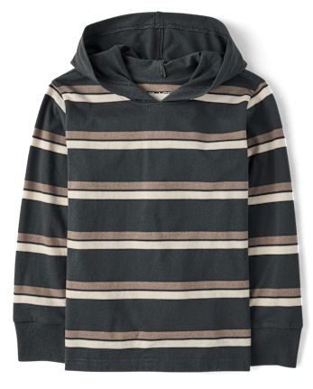 Boys Striped Hooded Top