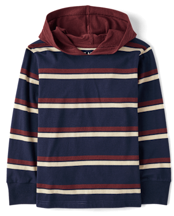 Boys Striped Hooded Top