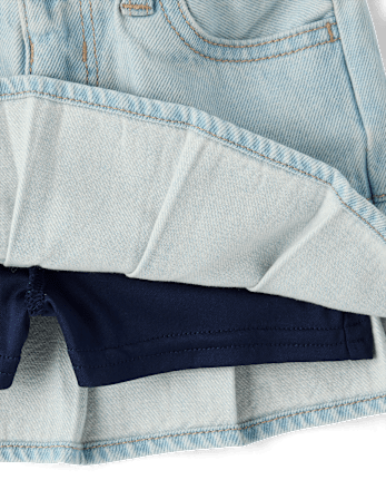 Toddler Girls Denim Pleated Skort