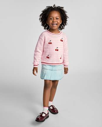 Jupe-short plissée en jean pour petites filles