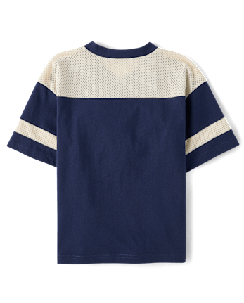 Boys Contrast Mesh Football Tee