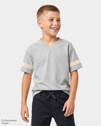 Boys Contrast Mesh Football Tee - H/T MIST