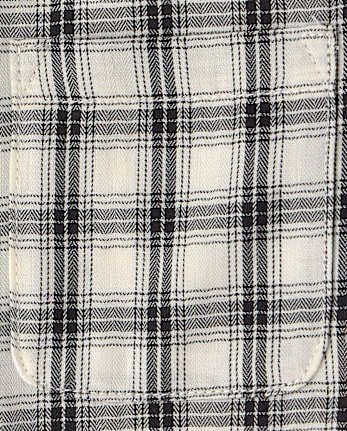 Boys Plaid Textured Poplin Button Up Shirt