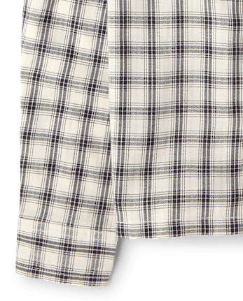 Boys Plaid Textured Poplin Button Up Shirt