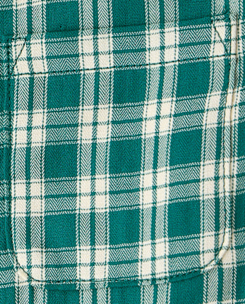 Boys Plaid Textured Poplin Button Up Shirt