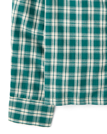 Boys Plaid Textured Poplin Button Up Shirt