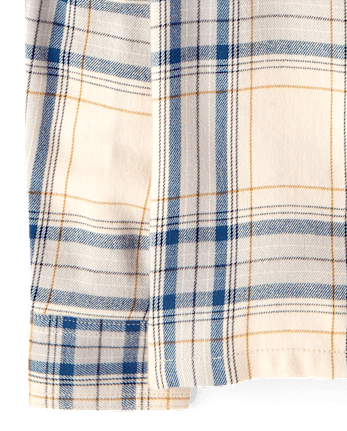 Boys Plaid Flannel Hooded Button Up Shirt