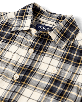 Boys Plaid Flannel Button Up Shirt