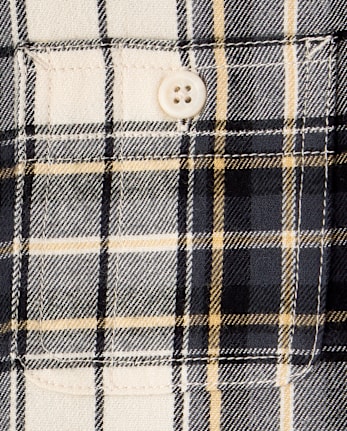 Boys Plaid Flannel Button Up Shirt
