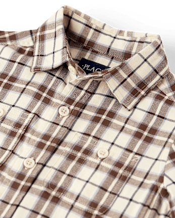 Boys Plaid Flannel Button Up Shirt