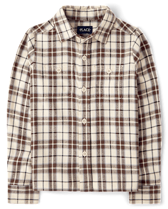 Boys Plaid Flannel Button Up Shirt