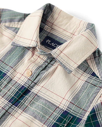 Boys Plaid Poplin Button Up Shirt