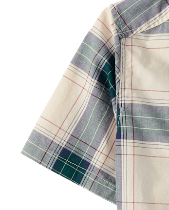 Boys Plaid Poplin Button Up Shirt