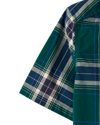 Boys Plaid Poplin Button Up Shirt